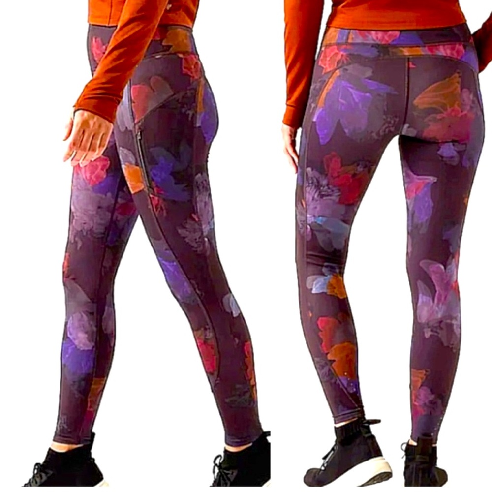 Athleta Rainier Printed Tight. Size XL. Beautiful dark floral print.
